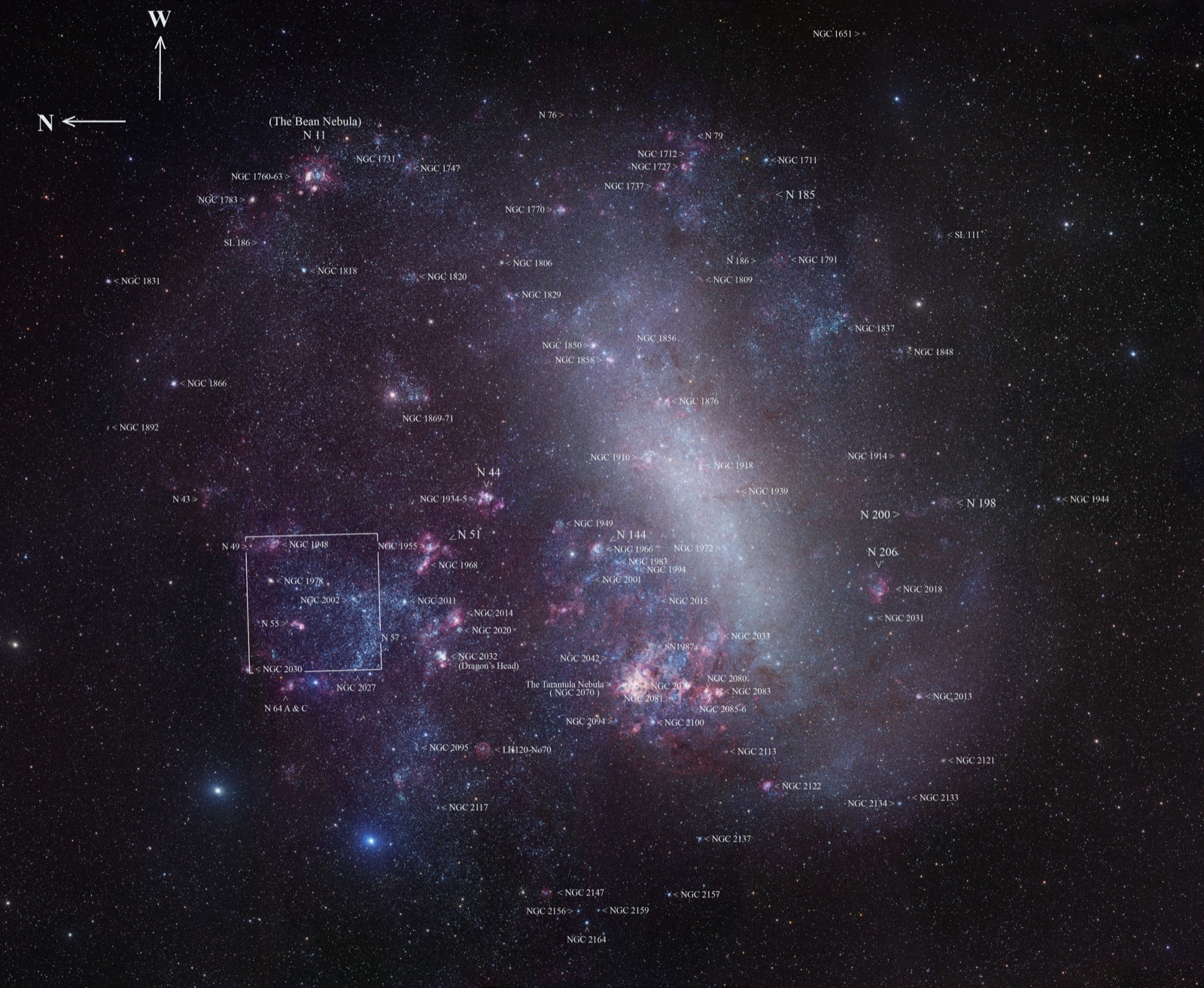Large Magellanic Cloud, a irregular galaxy